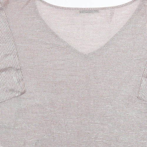 Oasis Womens Pink Polyester Basic T-Shirt Size S V-Neck