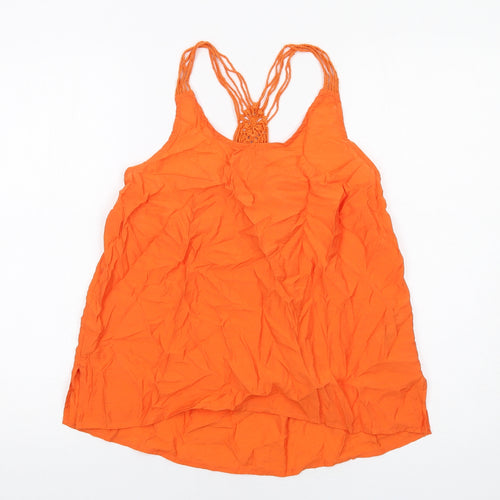 NEXT Womens Orange Viscose Basic Tank Size 8 Round Neck