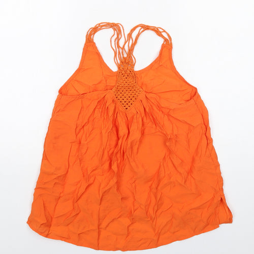 NEXT Womens Orange Viscose Basic Tank Size 8 Round Neck