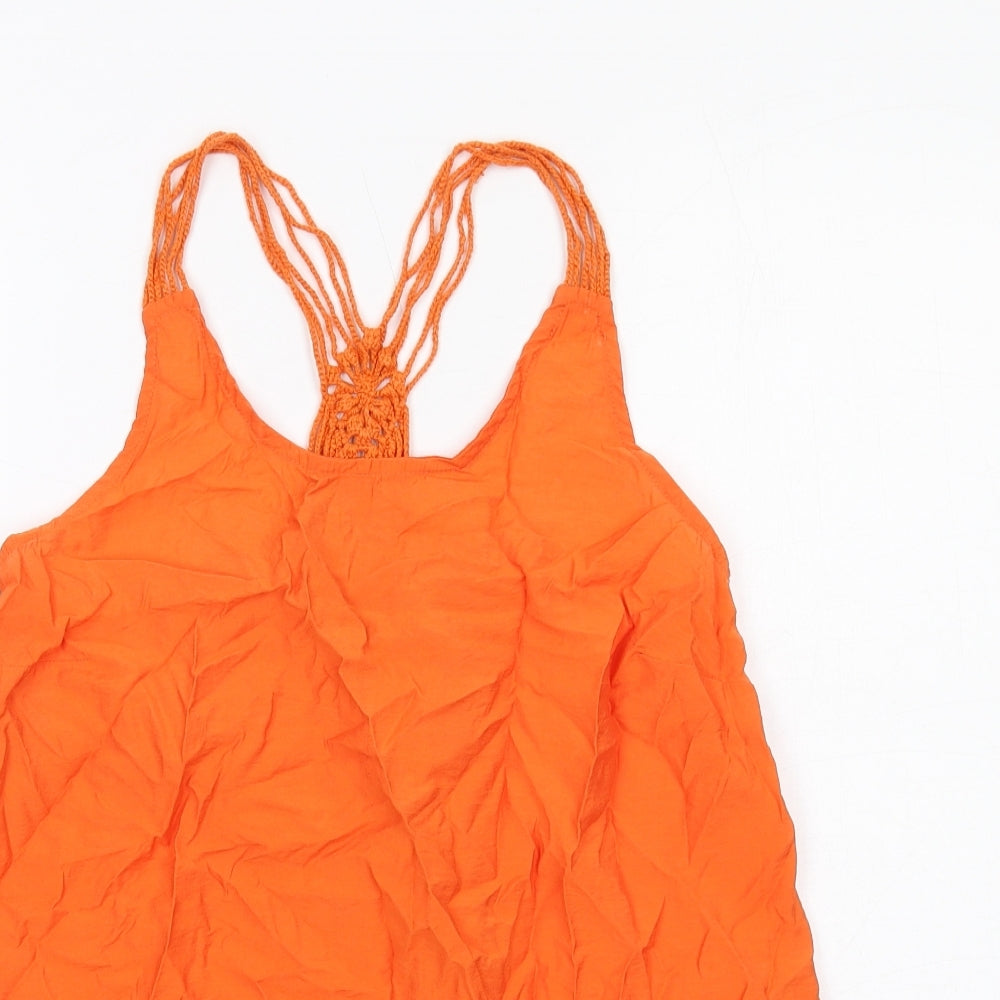 NEXT Womens Orange Viscose Basic Tank Size 8 Round Neck