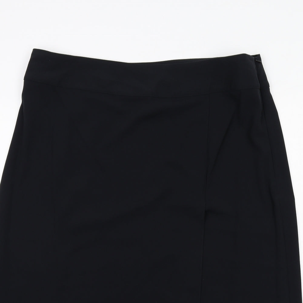 Marks and Spencer Womens Black Polyester A-Line Skirt Size 20 Zip