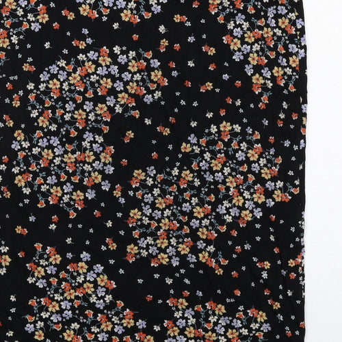 Bonmarché Womens Black Floral Viscose A-Line Skirt Size 16
