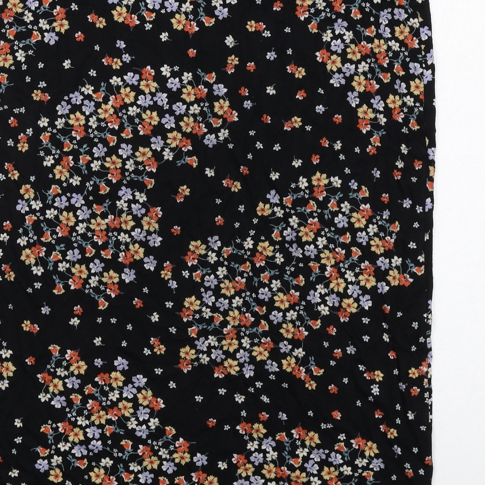 Bonmarché Womens Black Floral Viscose A-Line Skirt Size 16