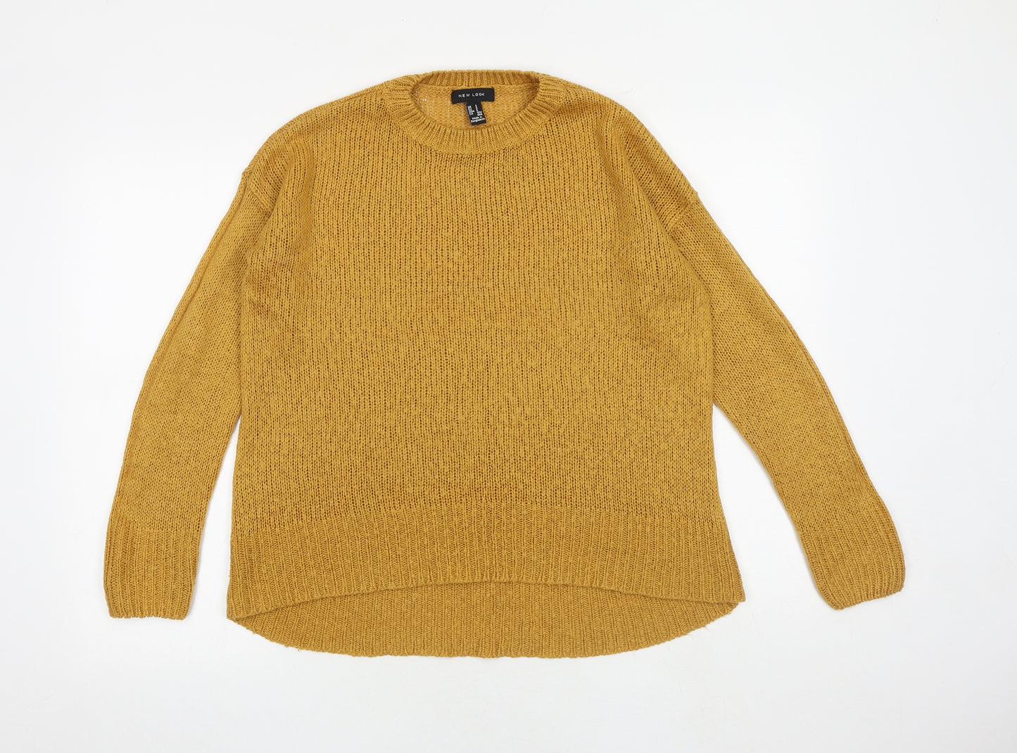 New Look Womens Yellow Round Neck Acrylic Pullover Jumper Size S