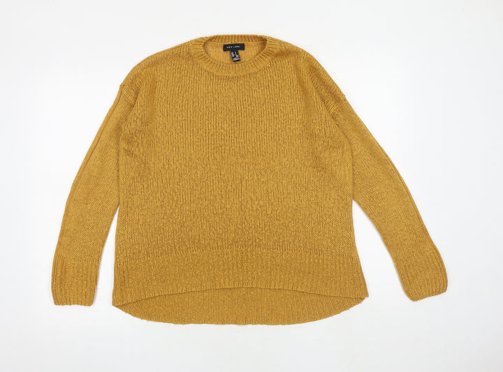 New Look Womens Yellow Round Neck Acrylic Pullover Jumper Size S