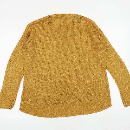 New Look Womens Yellow Round Neck Acrylic Pullover Jumper Size S
