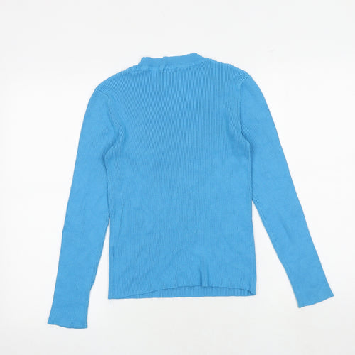 Boohoo Womens Blue Round Neck Viscose Pullover Jumper Size S