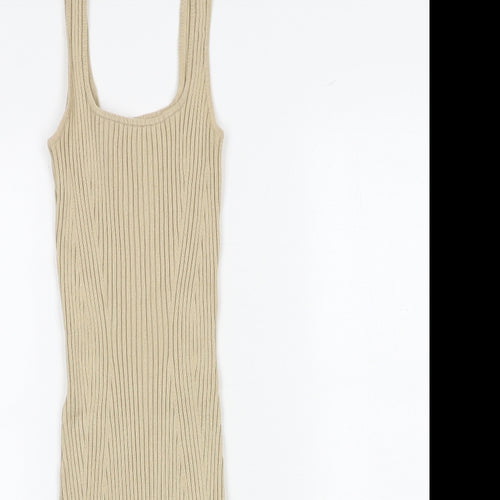 H&M Womens Brown Viscose Bodycon Size XS Scoop Neck Pullover