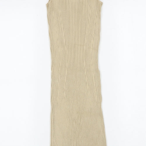 H&M Womens Brown Viscose Bodycon Size XS Scoop Neck Pullover
