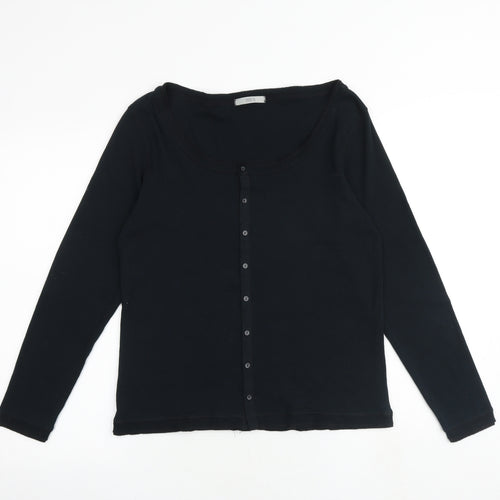 Marks and Spencer Womens Black Scoop Neck 100% Cotton Pullover Jumper Size 16