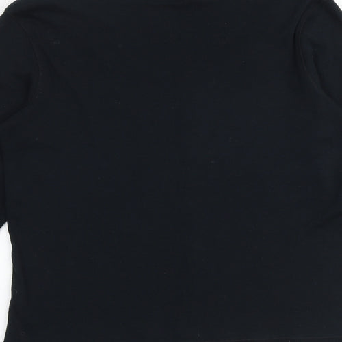 Marks and Spencer Womens Black Scoop Neck 100% Cotton Pullover Jumper Size 16