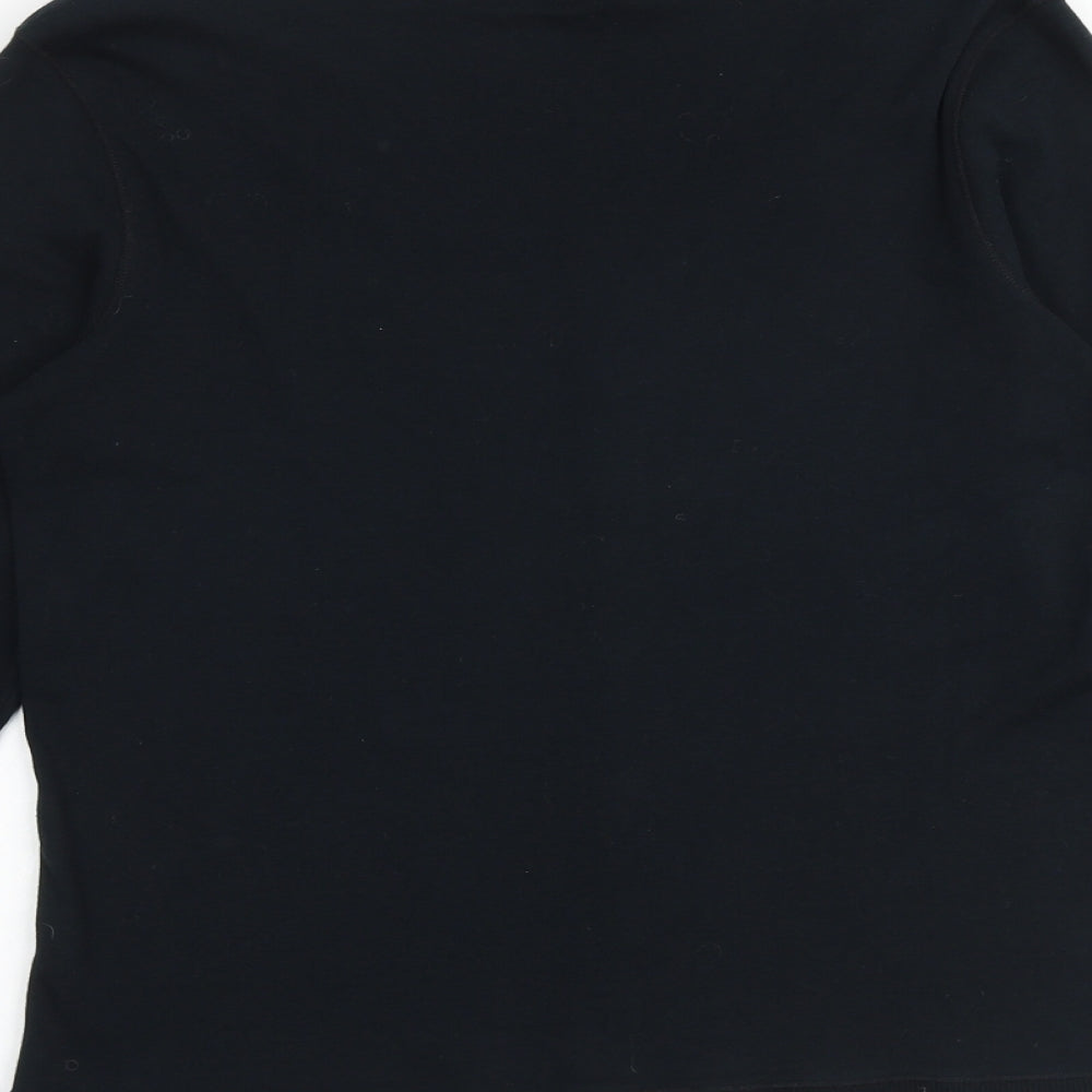 Marks and Spencer Womens Black Scoop Neck 100% Cotton Pullover Jumper Size 16