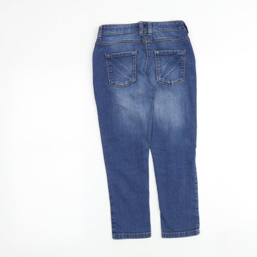 NEXT Girls Blue Cotton Skinny Jeans Size 7 Years Regular Zip
