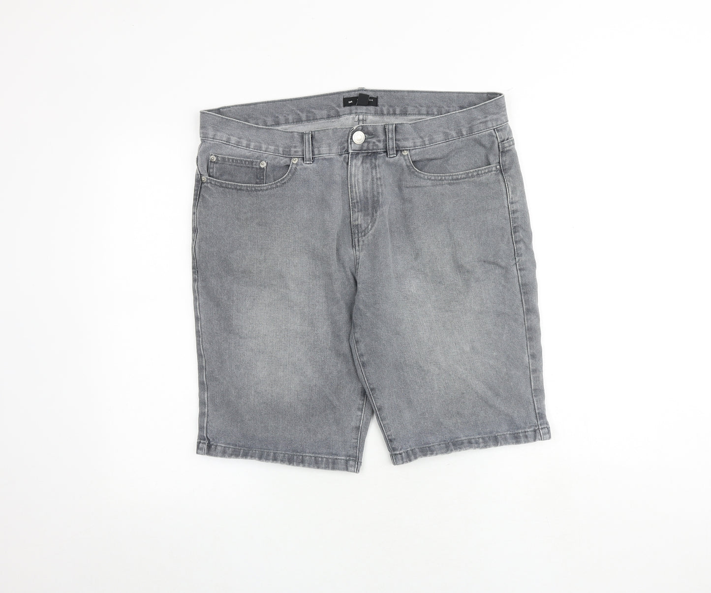 New Look Mens Grey Cotton Bermuda Shorts Size 34 in Regular Zip