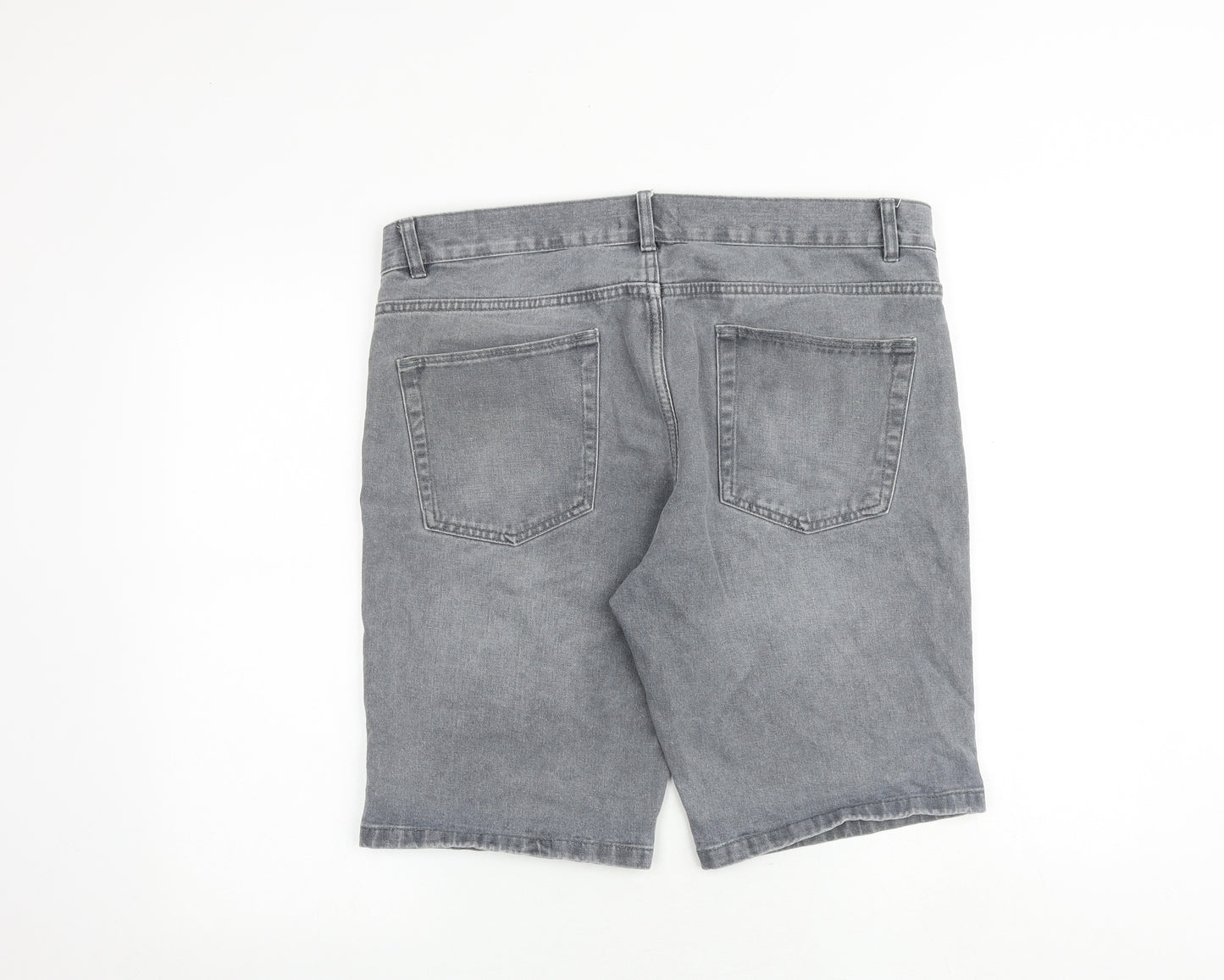 New Look Mens Grey Cotton Bermuda Shorts Size 34 in Regular Zip