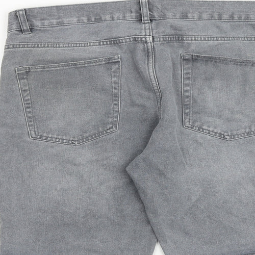 New Look Mens Grey Cotton Bermuda Shorts Size 34 in Regular Zip