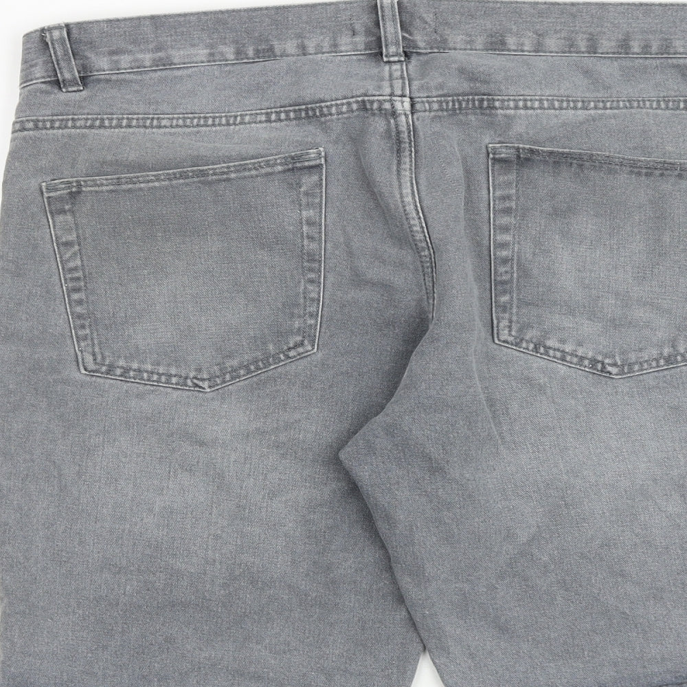 New Look Mens Grey Cotton Bermuda Shorts Size 34 in Regular Zip