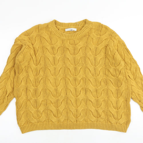 NEXT Womens Yellow Round Neck Acrylic Pullover Jumper Size M