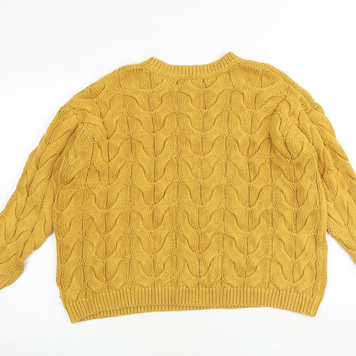 NEXT Womens Yellow Round Neck Acrylic Pullover Jumper Size M