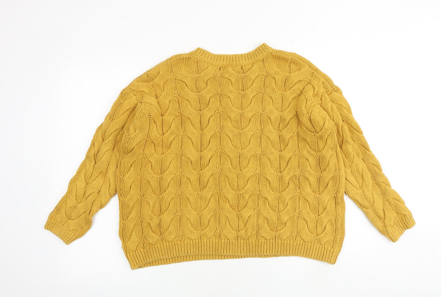 NEXT Womens Yellow Round Neck Acrylic Pullover Jumper Size M