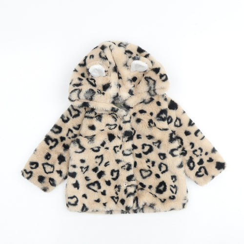 NEXT Baby Multicoloured Animal Print Jacket Size 6-9 Months Button - Leopard Print, Teddy Bear Style