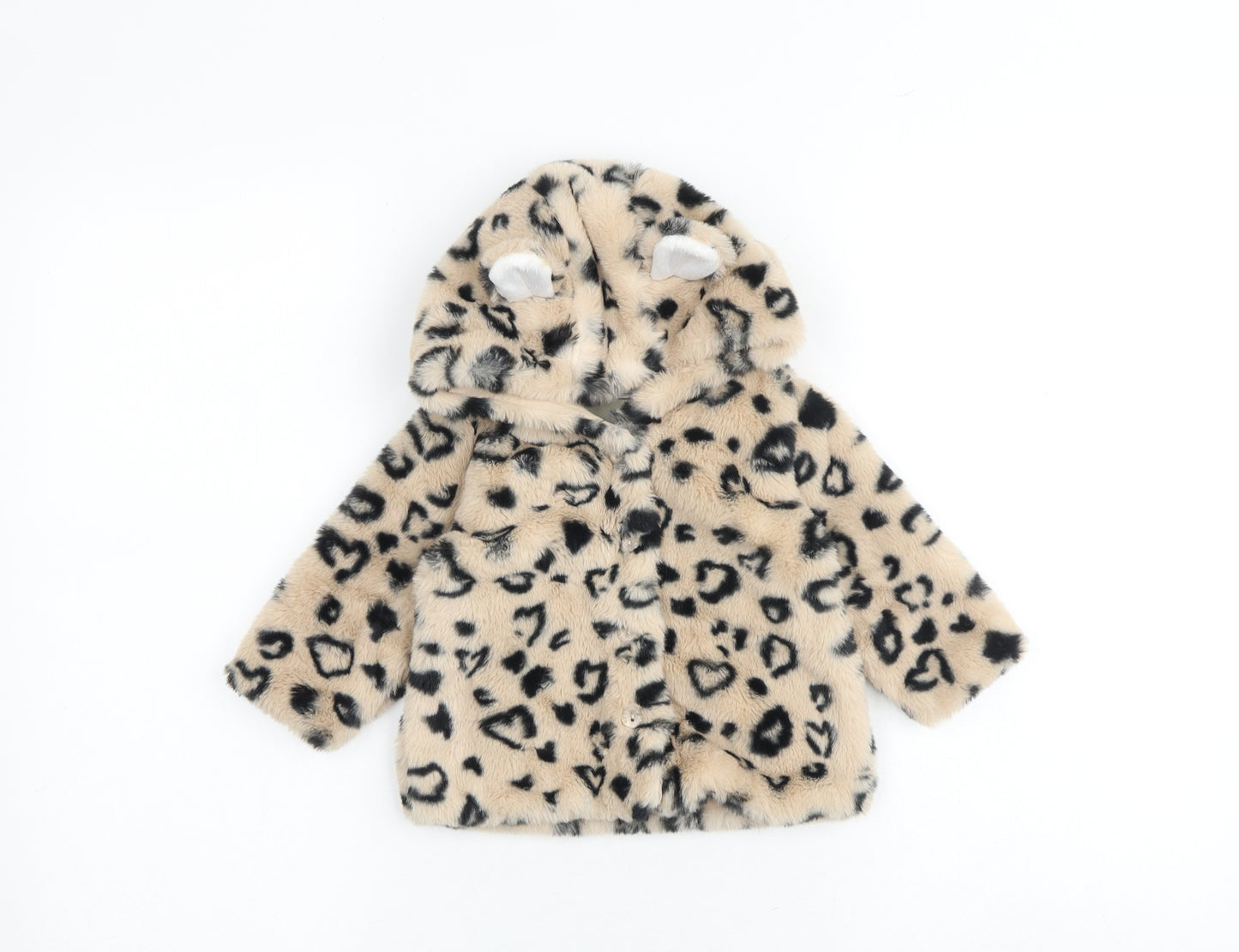 NEXT Baby Multicoloured Animal Print Jacket Size 6-9 Months Button - Leopard Print, Teddy Bear Style