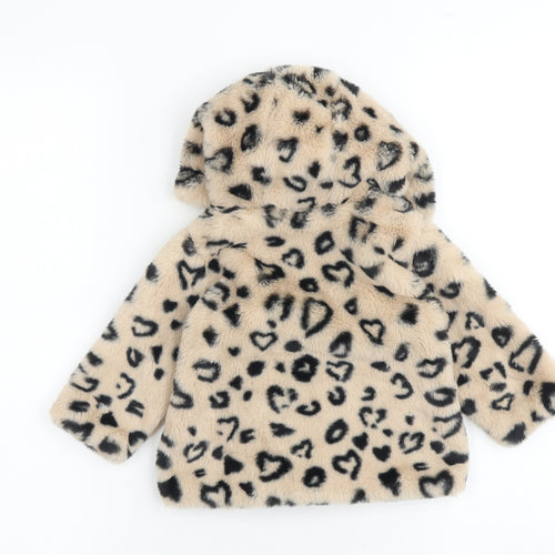 NEXT Baby Multicoloured Animal Print Jacket Size 6-9 Months Button - Leopard Print, Teddy Bear Style