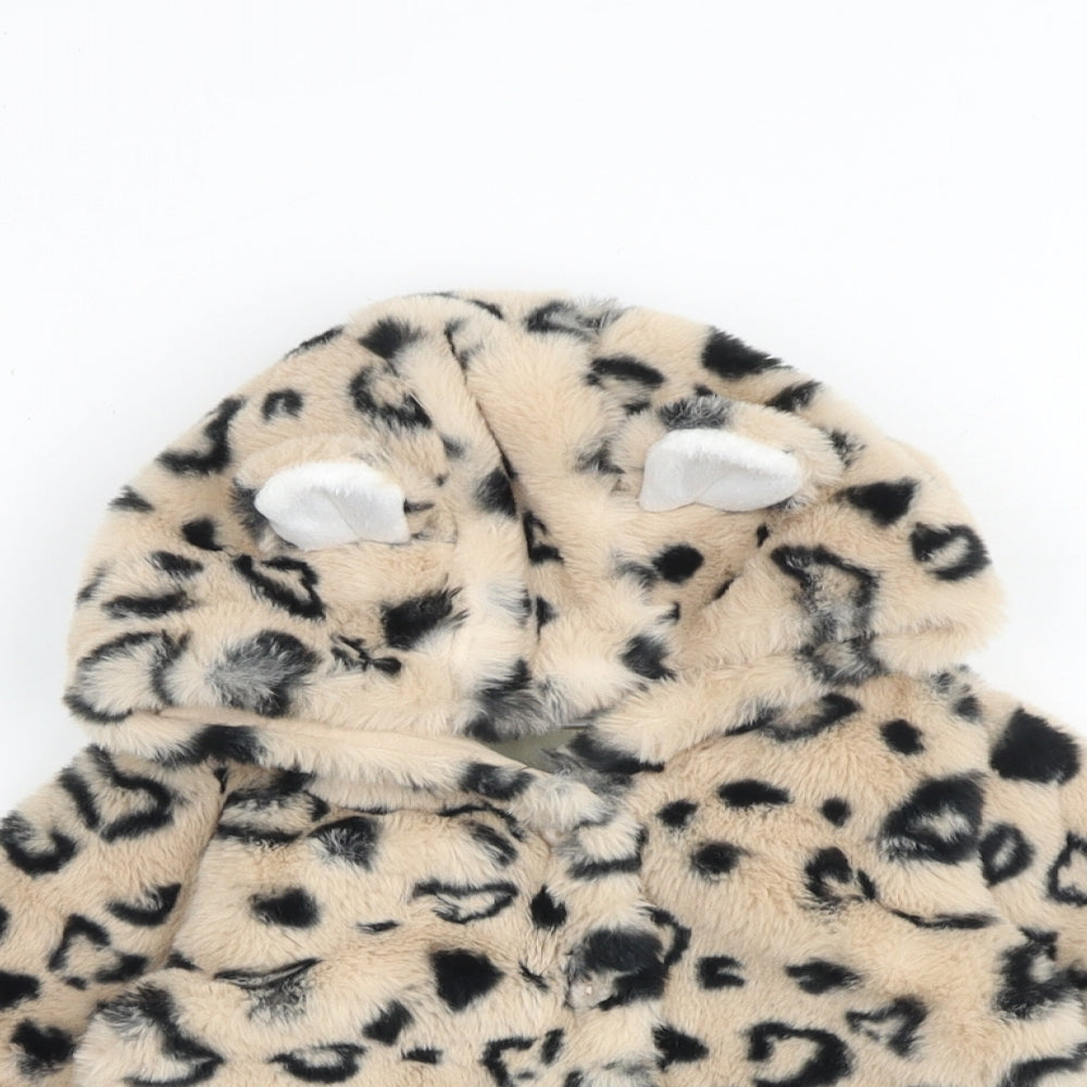 NEXT Baby Multicoloured Animal Print Jacket Size 6-9 Months Button - Leopard Print, Teddy Bear Style
