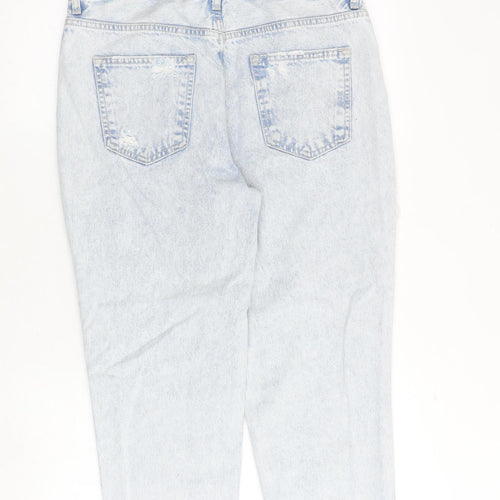 New Look Womens Blue Cotton Boyfriend Jeans Size 12 Regular Zip