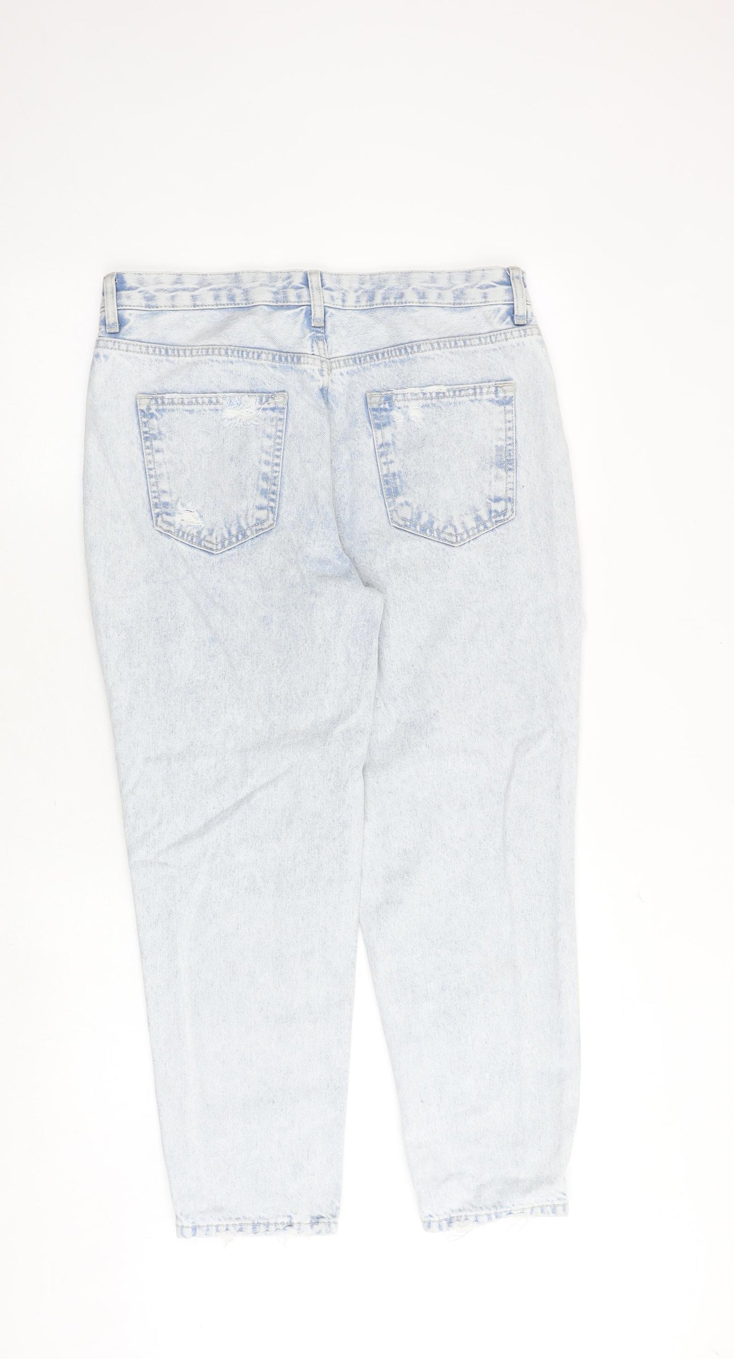 New Look Womens Blue Cotton Boyfriend Jeans Size 12 Regular Zip