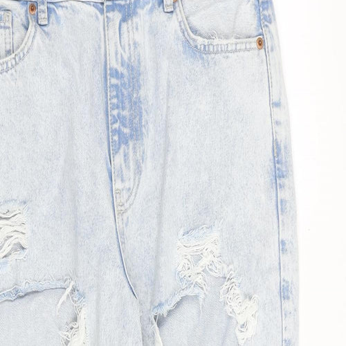 New Look Womens Blue Cotton Boyfriend Jeans Size 12 Regular Zip