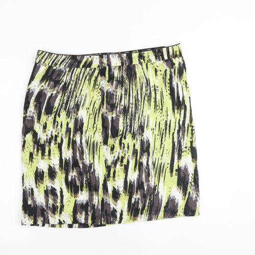 Marks and Spencer Womens Multicoloured Geometric Cotton A-Line Skirt Size 16 Zip