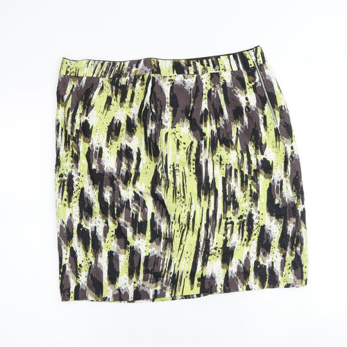 Marks and Spencer Womens Multicoloured Geometric Cotton A-Line Skirt Size 16 Zip