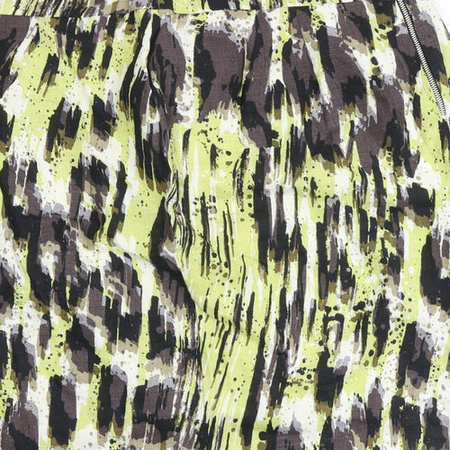 Marks and Spencer Womens Multicoloured Geometric Cotton A-Line Skirt Size 16 Zip