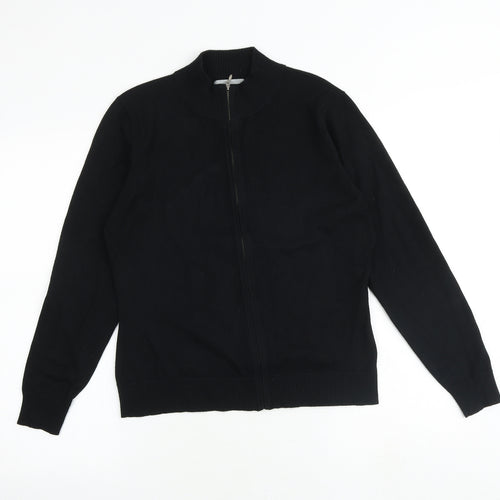Marks and Spencer Womens Black High Neck Viscose Full Zip Jumper Size 16