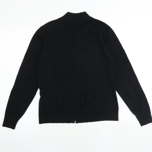 Marks and Spencer Womens Black High Neck Viscose Full Zip Jumper Size 16