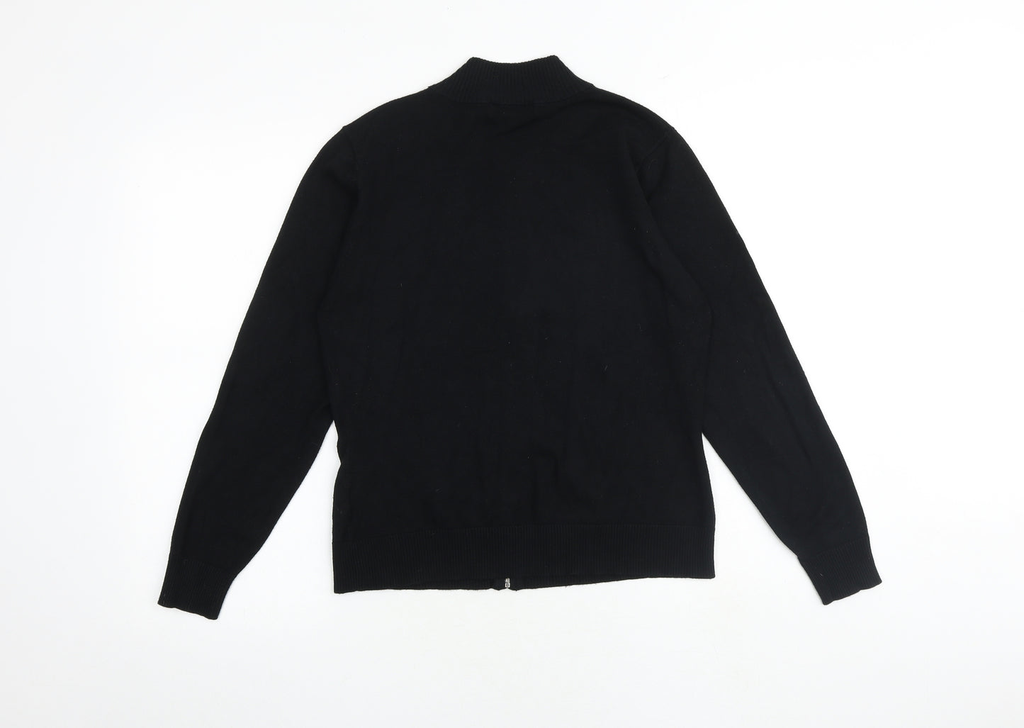 Marks and Spencer Womens Black High Neck Viscose Full Zip Jumper Size 16