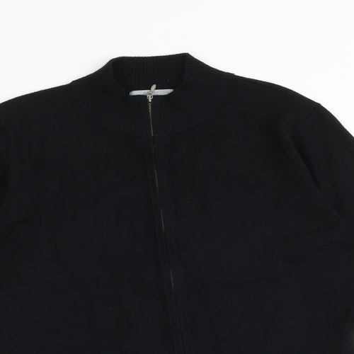 Marks and Spencer Womens Black High Neck Viscose Full Zip Jumper Size 16