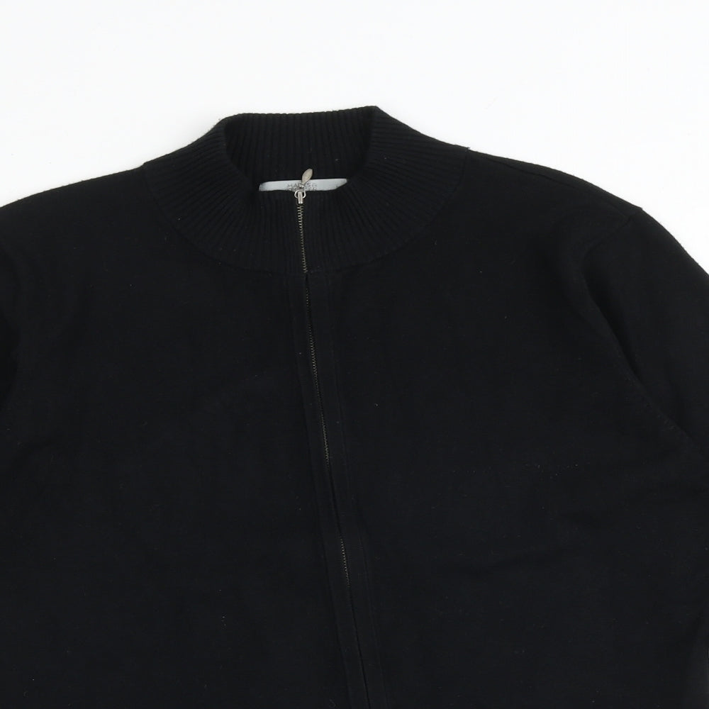 Marks and Spencer Womens Black High Neck Viscose Full Zip Jumper Size 16