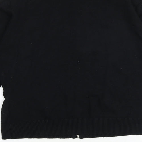 Marks and Spencer Womens Black High Neck Viscose Full Zip Jumper Size 16