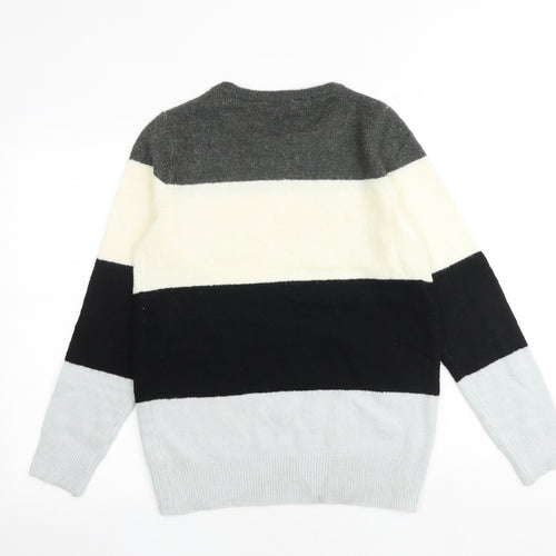 Amara Reya Womens Multicoloured Round Neck Striped Acrylic Pullover Jumper Size L