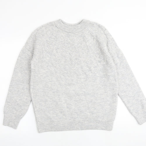 Marks and Spencer Womens Grey Round Neck Acrylic Pullover Jumper Size M