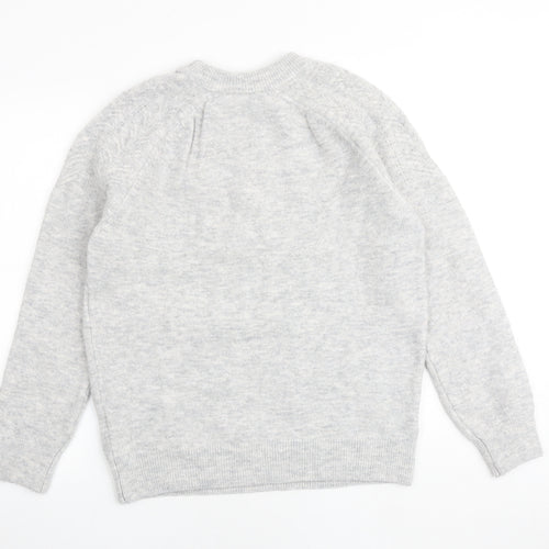Marks and Spencer Womens Grey Round Neck Acrylic Pullover Jumper Size M