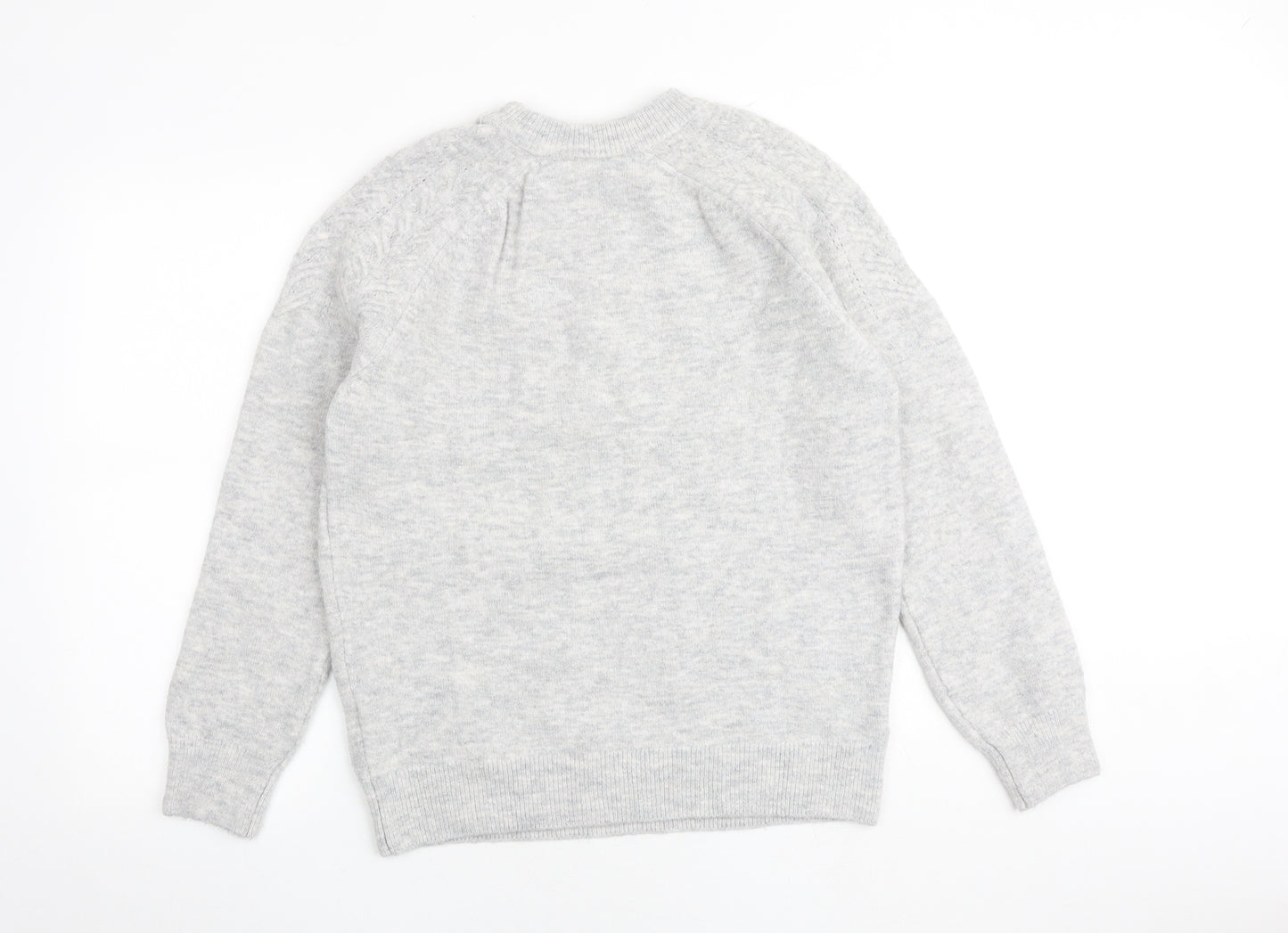Marks and Spencer Womens Grey Round Neck Acrylic Pullover Jumper Size M