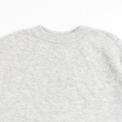 Marks and Spencer Womens Grey Round Neck Acrylic Pullover Jumper Size M