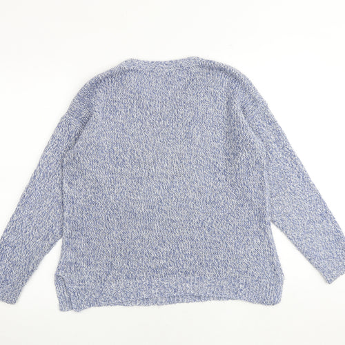 Bonmarché Womens Blue Round Neck Acrylic Pullover Jumper Size S - Owl