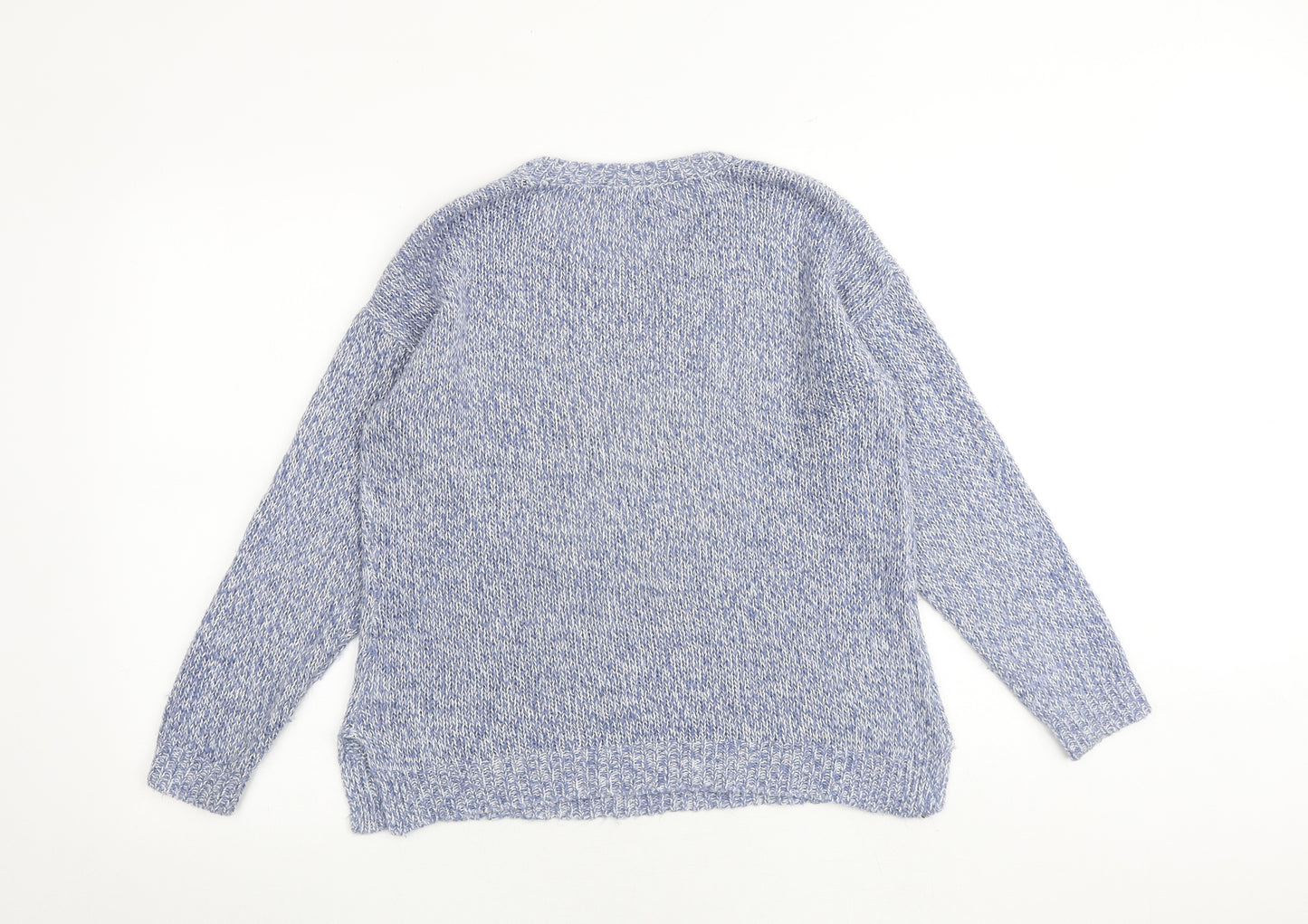 Bonmarché Womens Blue Round Neck Acrylic Pullover Jumper Size S - Owl