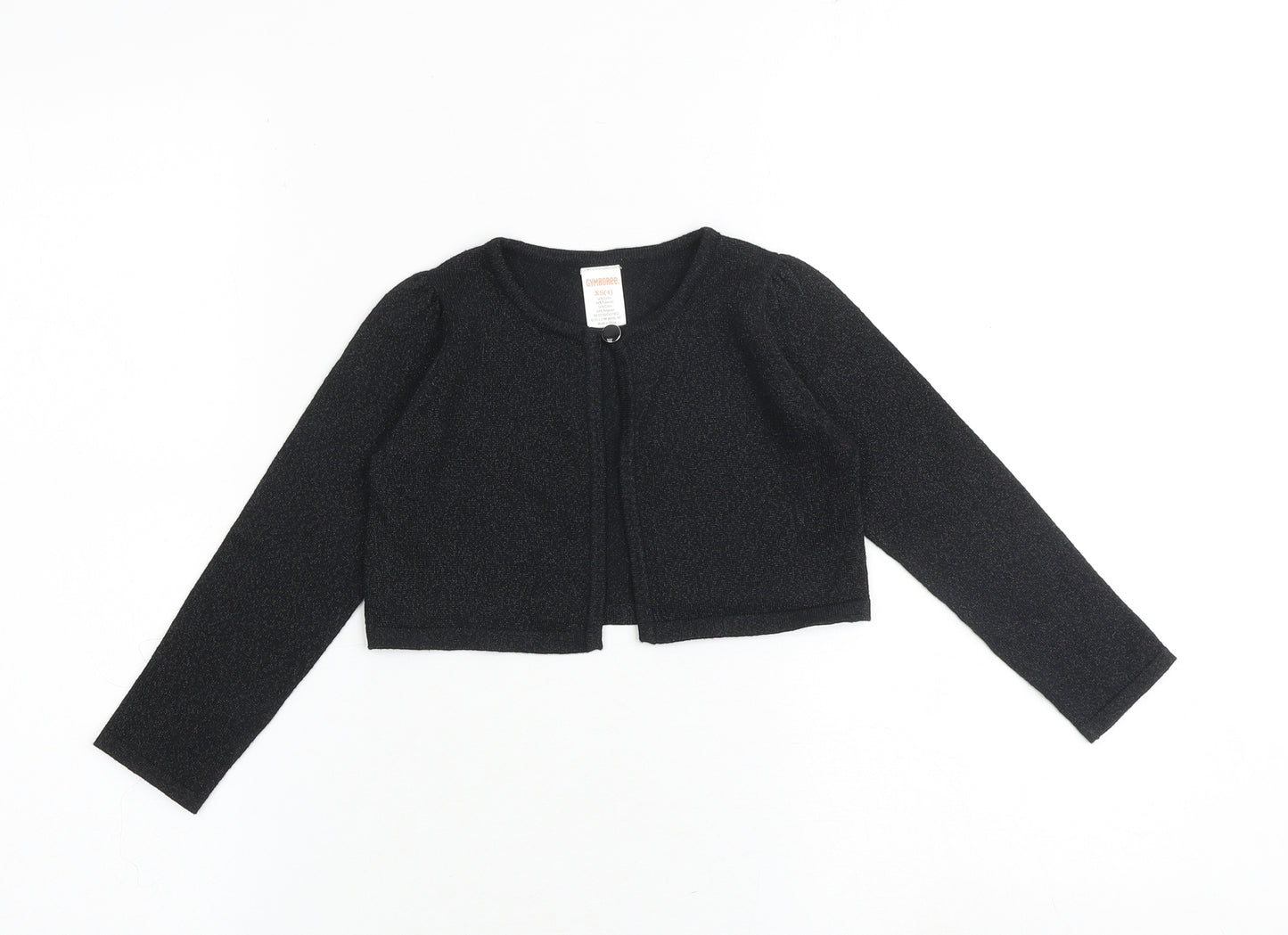 Gymboree Girls Black Round Neck Cotton Cardigan Jumper Size 4 Years Button
