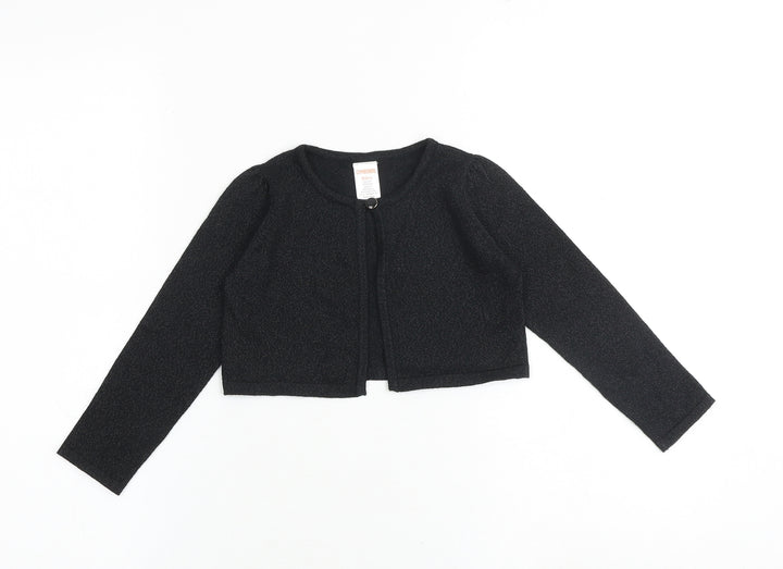 Gymboree Girls Black Round Neck Cotton Cardigan Jumper Size 4 Years Button