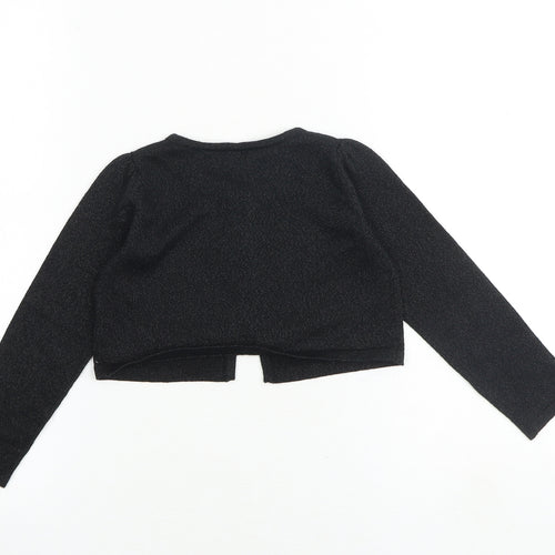 Gymboree Girls Black Round Neck Cotton Cardigan Jumper Size 4 Years Button